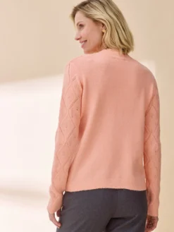 Pull col montant maille ajourée