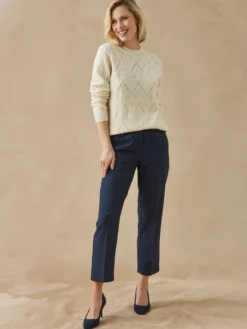 Pull col montant maille ajourée
