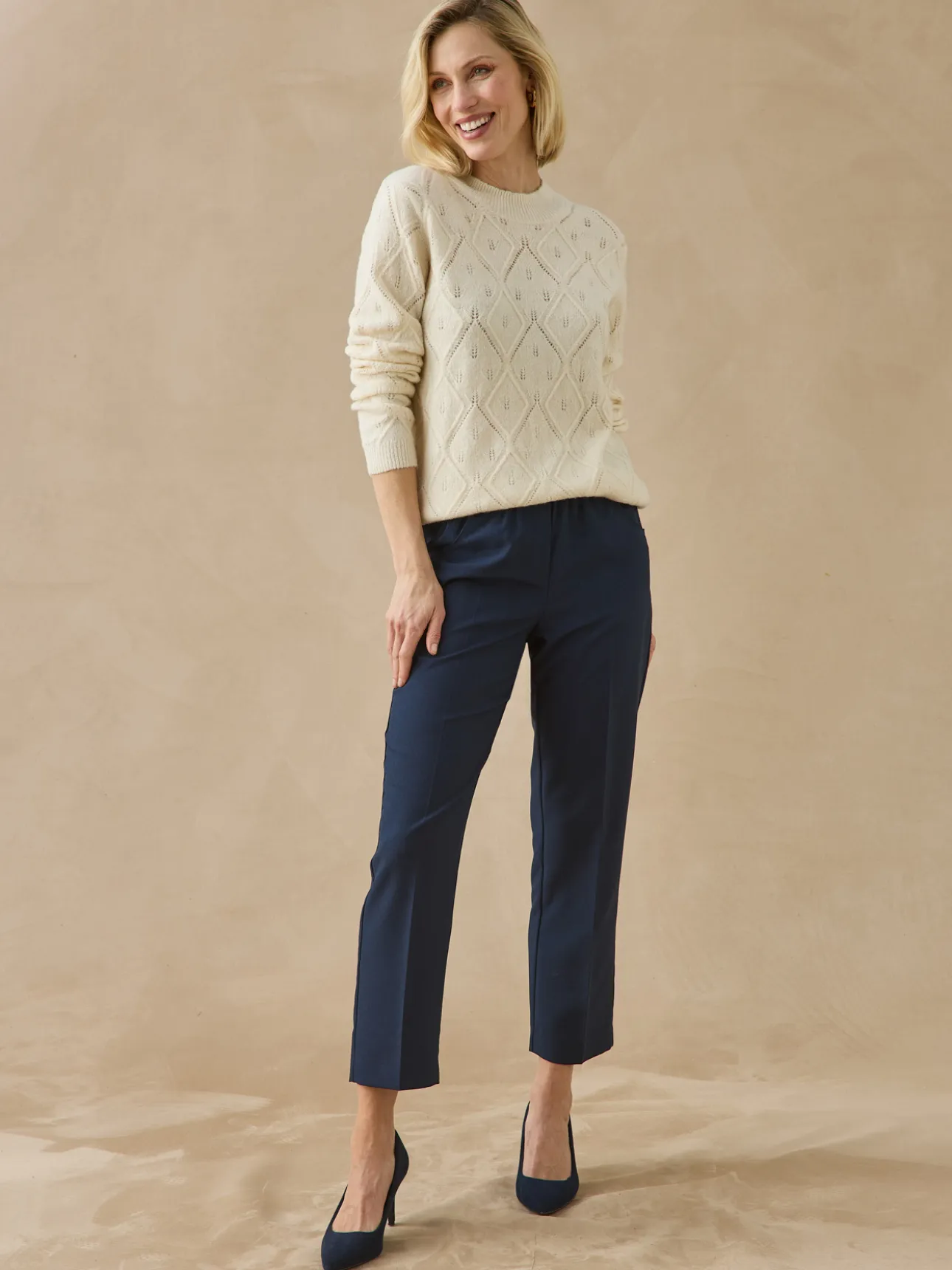 Pull col montant maille ajourée