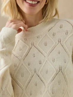 Pull col montant maille ajourée