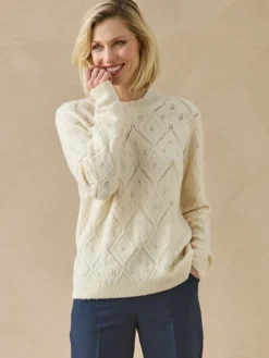 Pull col montant maille ajourée