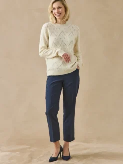 Pull col montant maille ajourée