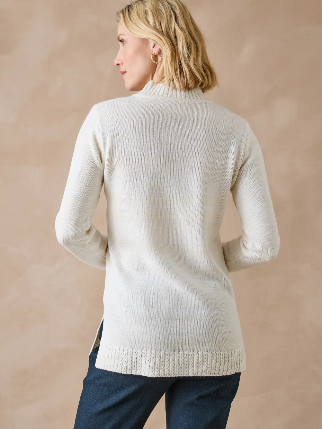 Pull col montant maille torsadée