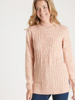 Pull col montant maille torsadée