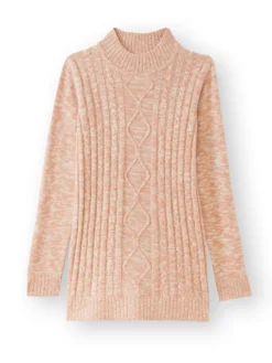 Pull col montant maille torsadée