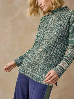 Pull col montant maille torsadée