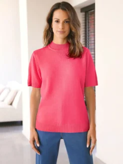 Pull col montant manches courtes