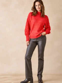 Pull col montant manches fantaisie