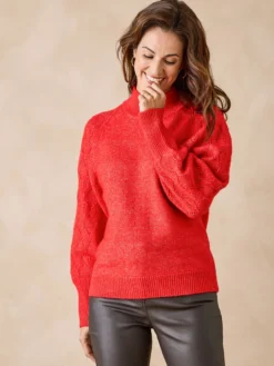 Pull col montant manches fantaisie