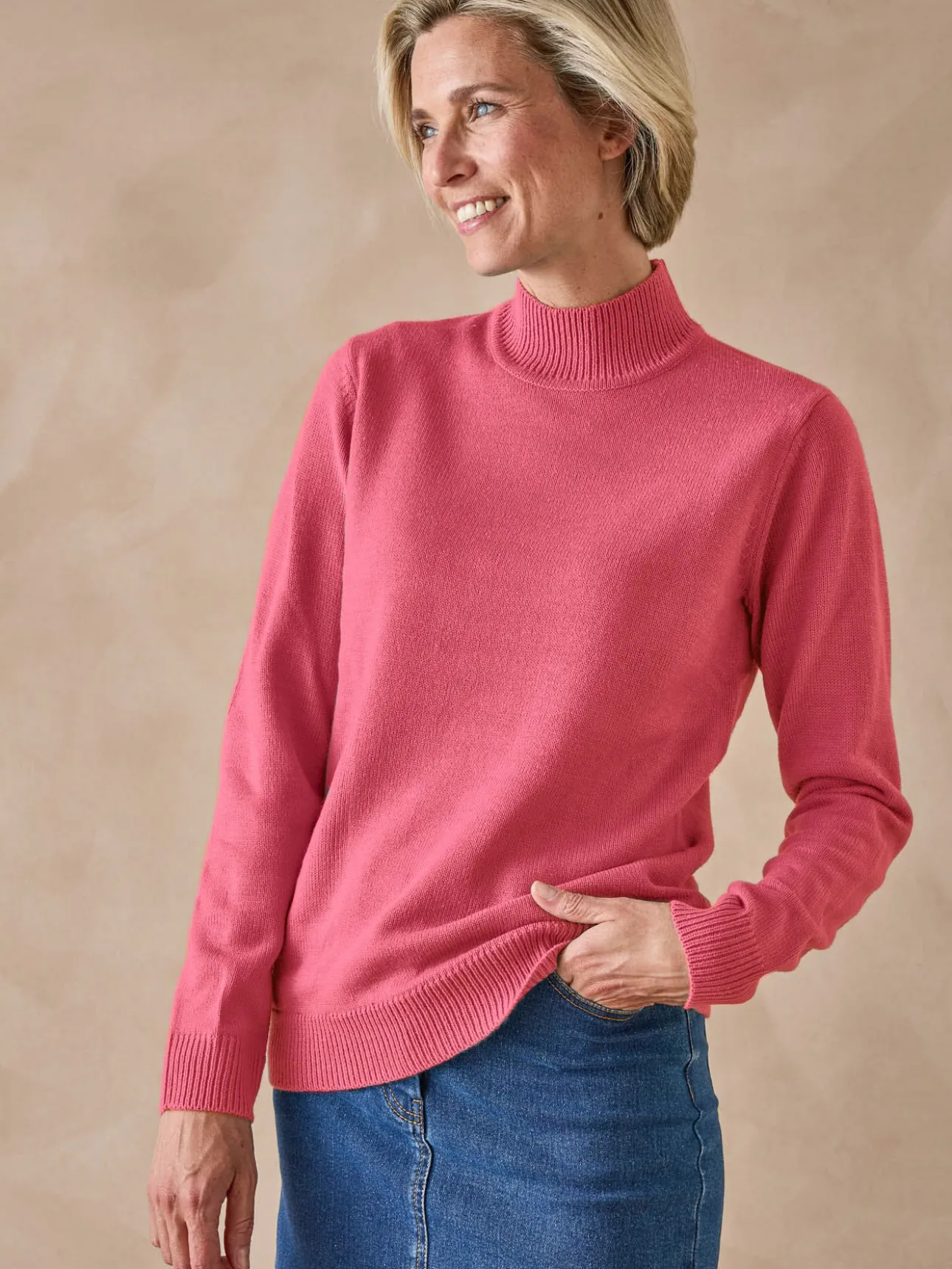 Pull col montant manches longues