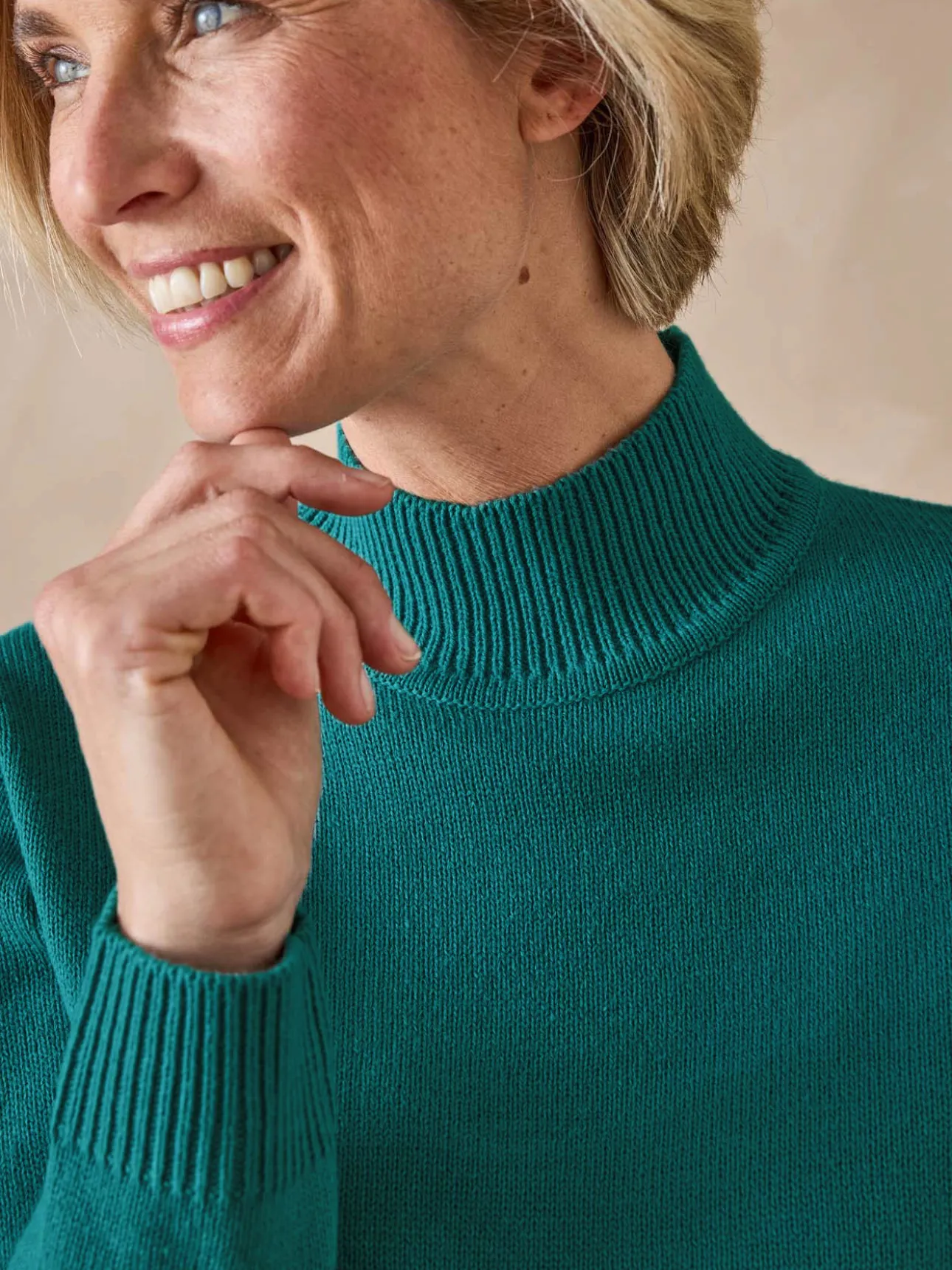 Pull col montant manches longues