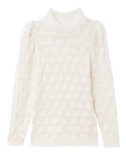 Pull col montant point fantaisie ajouré