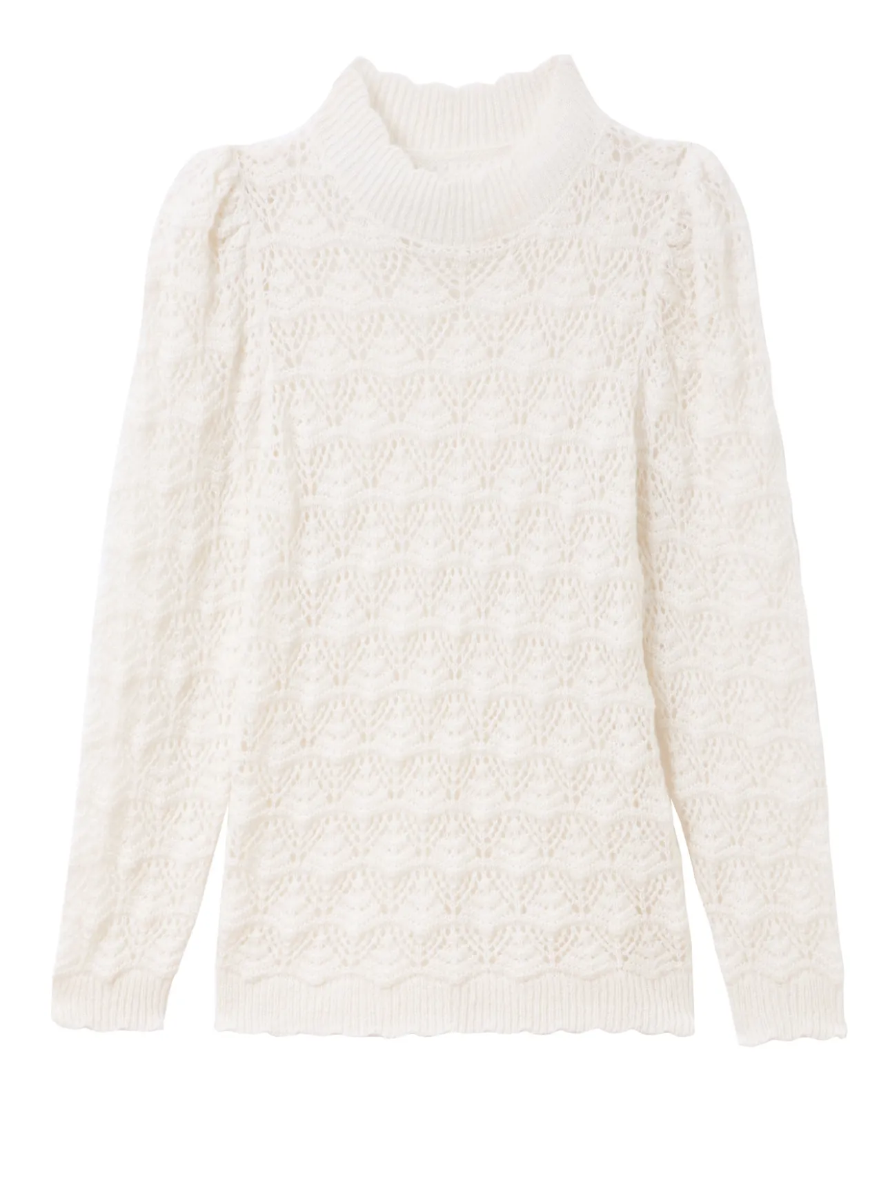 Pull col montant point fantaisie ajouré