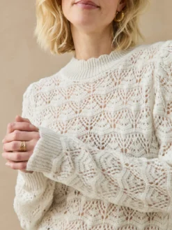 Pull col montant point fantaisie ajouré