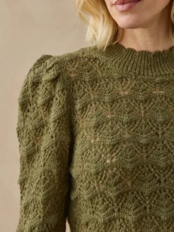Pull col montant point fantaisie ajouré