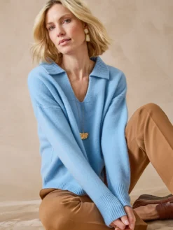 Pull col polo en pure laine