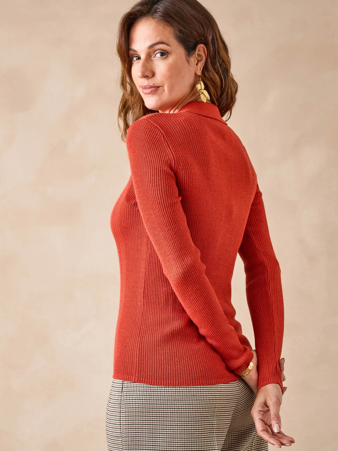 Pull col polo 50% laine mérinos
