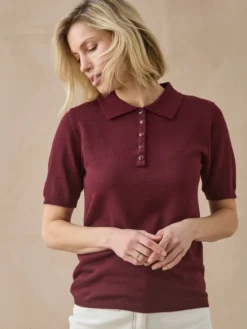Pull col polo 50% laine mérinos