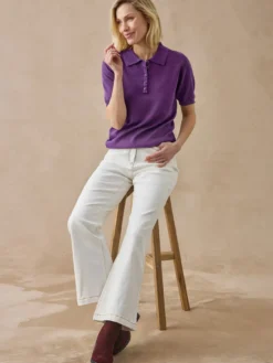Pull col polo 50% laine mérinos