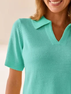 Pull col polo manches courtes
