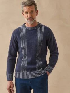 Pull col rond en maille moulinée