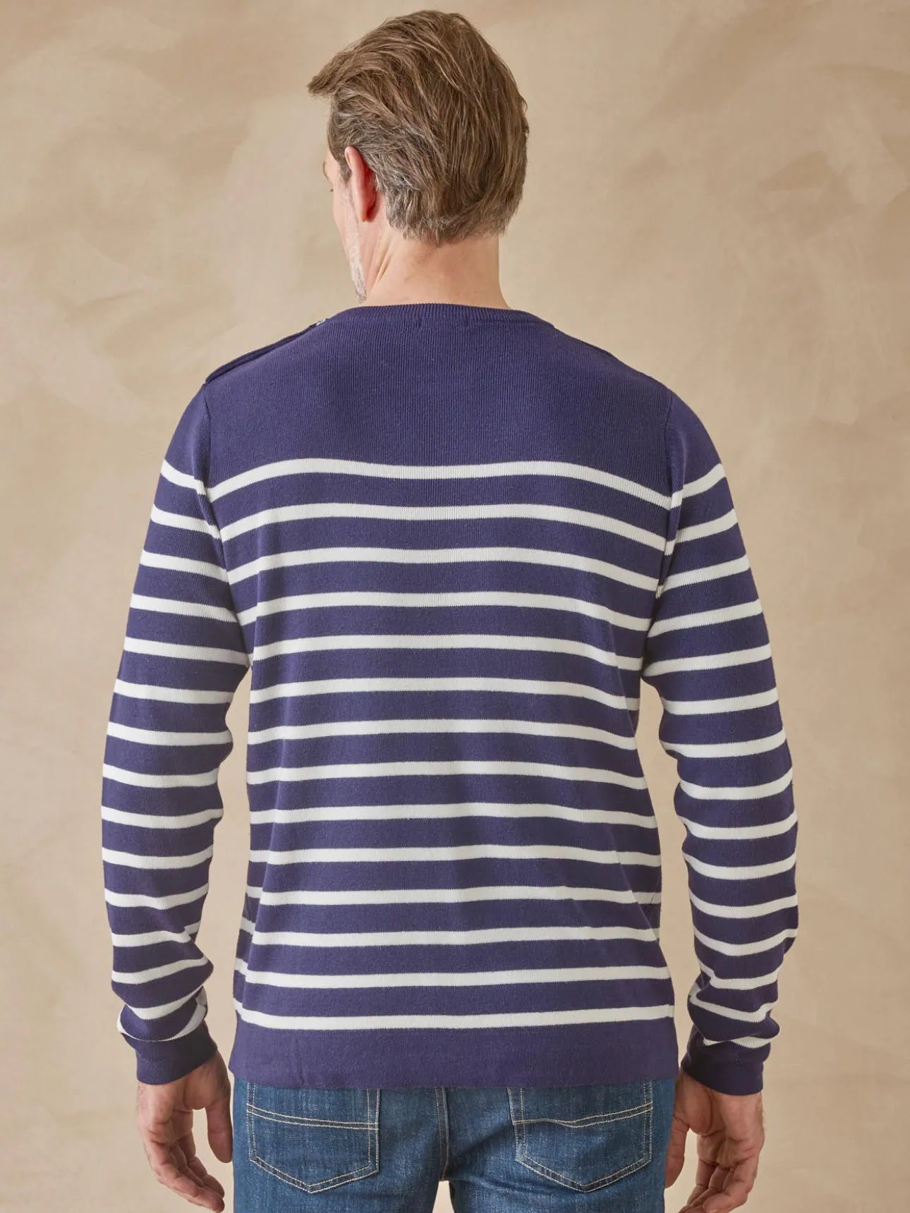 Pull col rond mélange coton