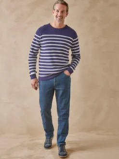 Pull col rond mélange coton