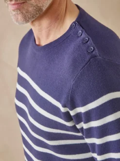 Pull col rond mélange coton