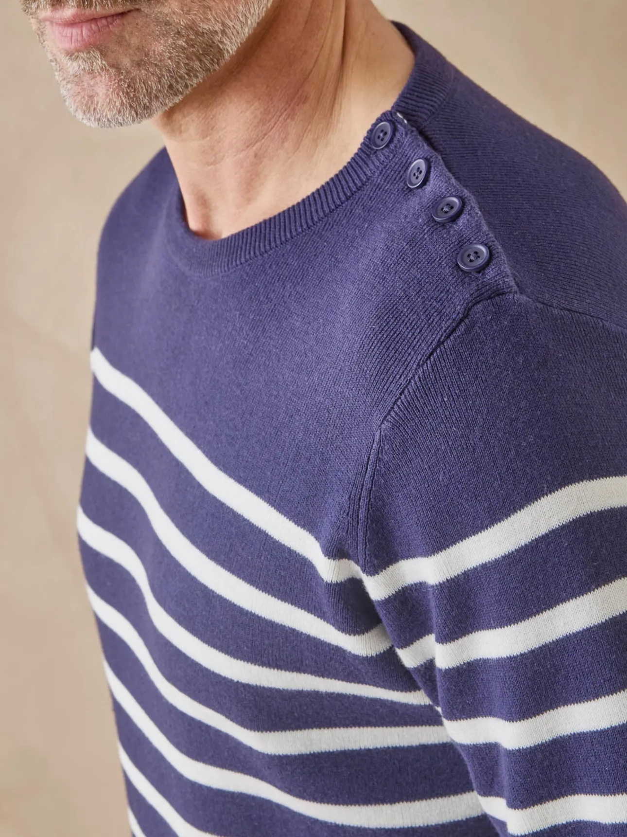 Pull col rond mélange coton