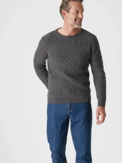 Pull col rond style irlandais 30% laine