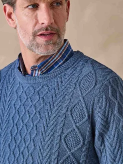 Pull col rond style irlandais 30% laine