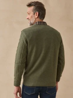 Pull col rond style irlandais 30% laine