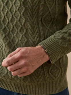 Pull col rond style irlandais 30% laine