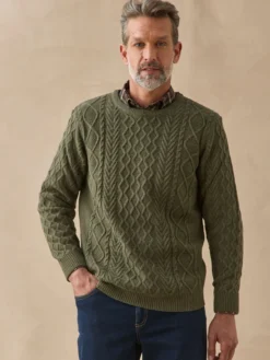 Pull col rond style irlandais 30% laine
