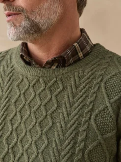 Pull col rond style irlandais 30% laine