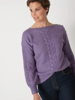 Pull encolure bateau en jersey envers