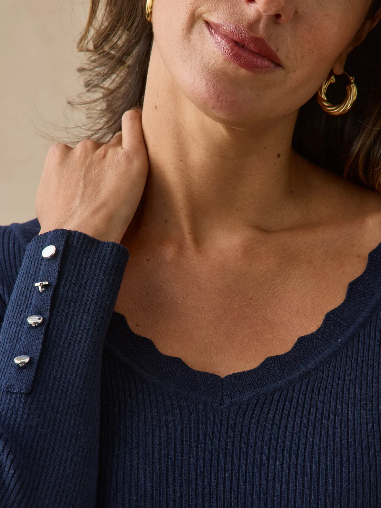 Pull encolure V avec laine