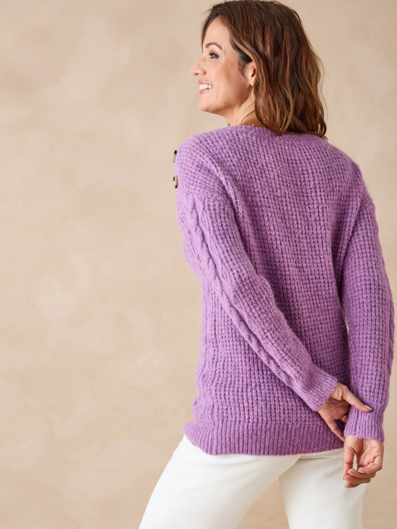 Pull en maille fantaisie col rond
