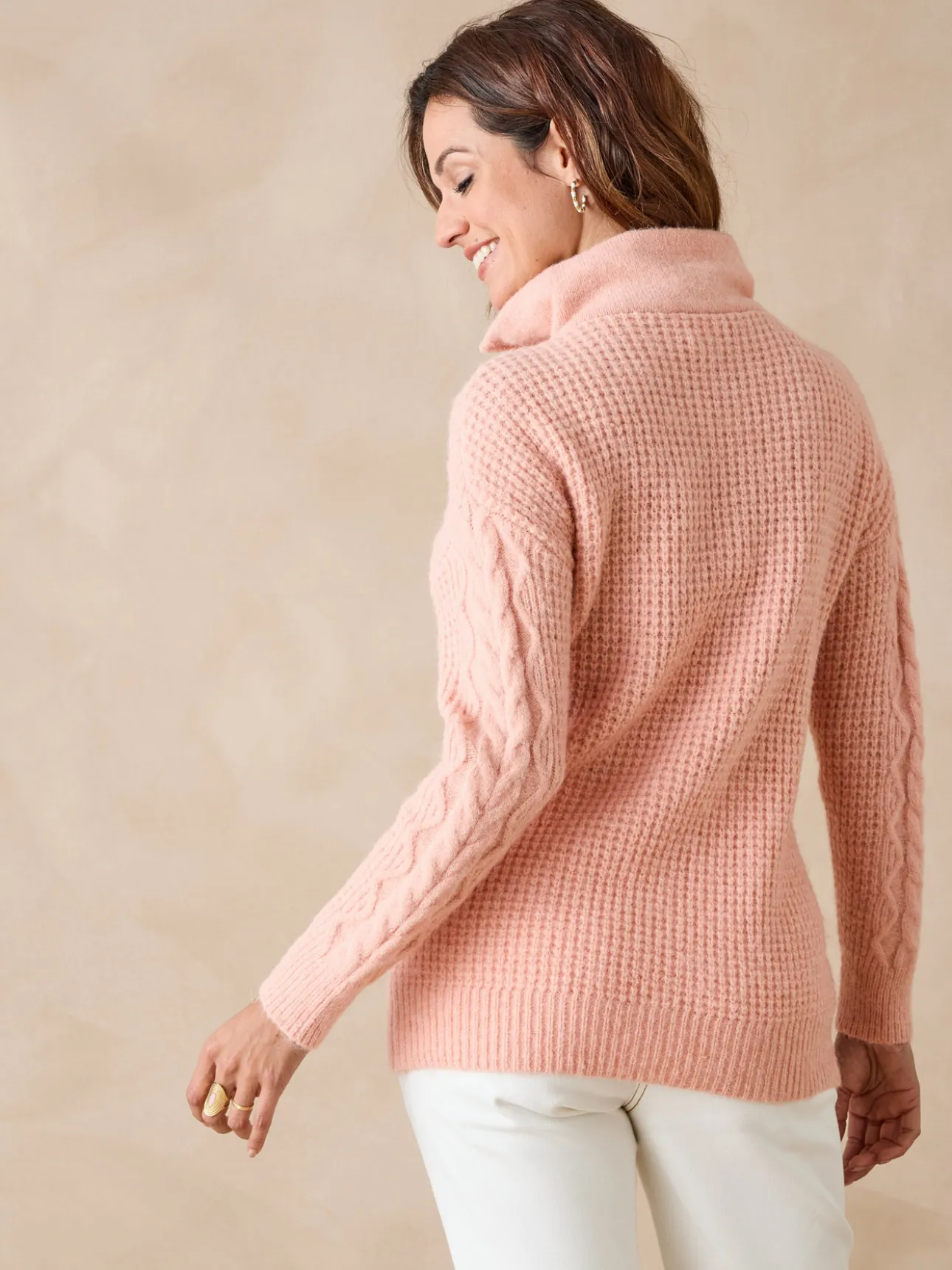 Pull en maille fantaisie col zippé