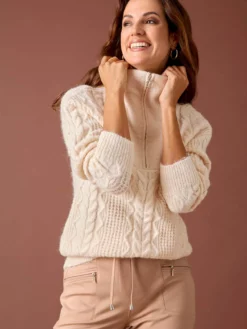 Pull en maille fantaisie col zippé