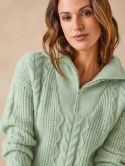 Pull en maille fantaisie col zippé