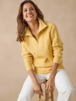 Pull en maille fantaisie col zippé