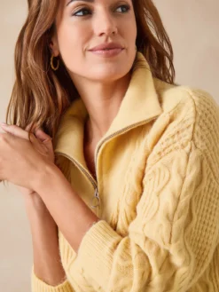 Pull en maille fantaisie col zippé