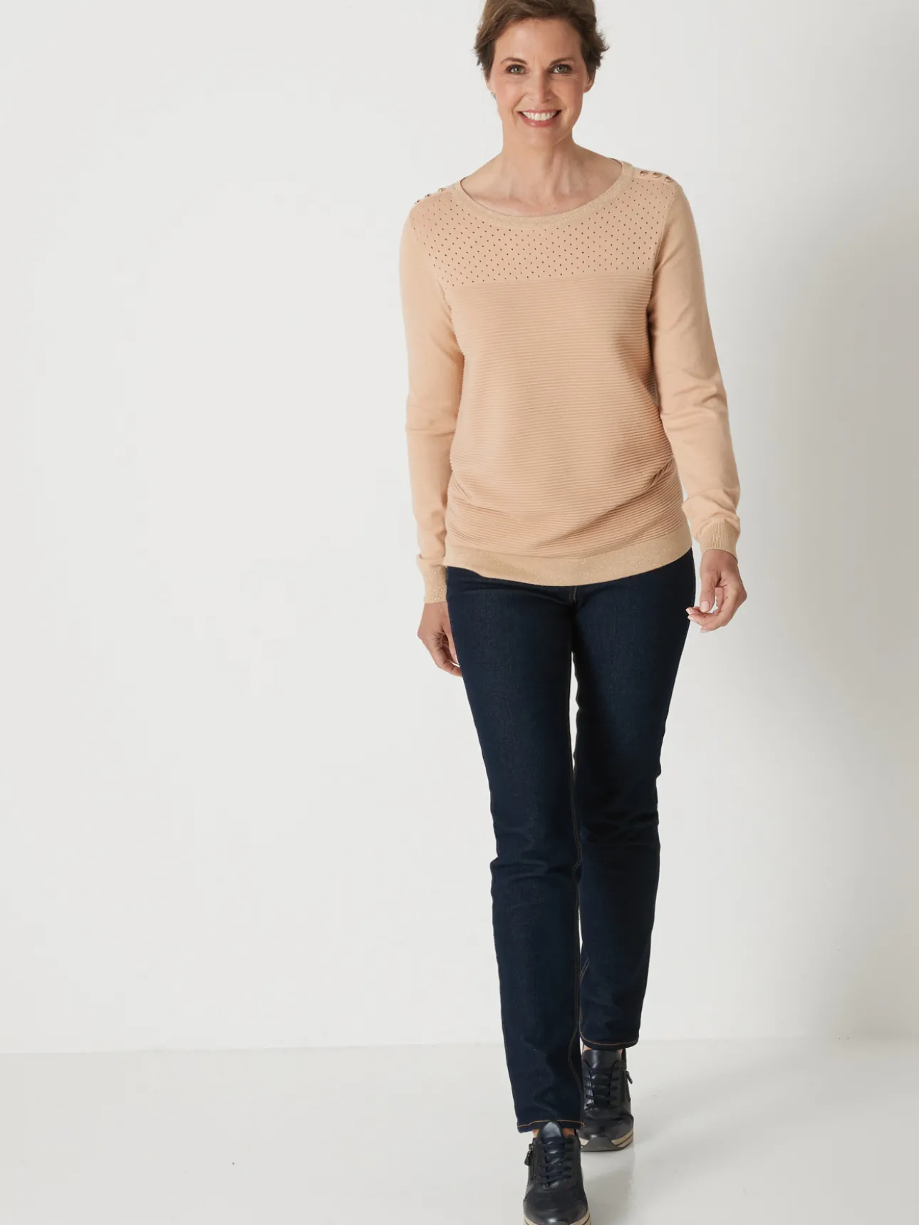 Pull en maille jersey et ottoman