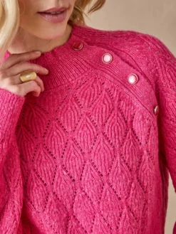 Pull maille fantaisie col montant