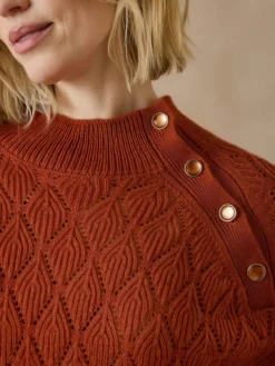 Pull maille fantaisie col montant