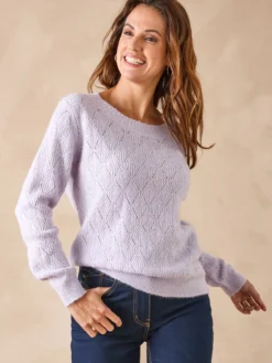 Pull maille fantaisie encolure ronde