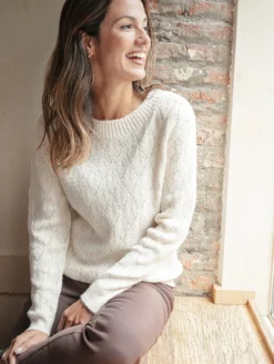 Pull maille fantaisie encolure ronde