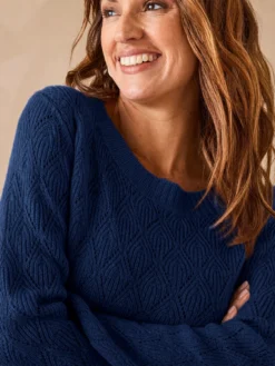 Pull maille fantaisie encolure ronde