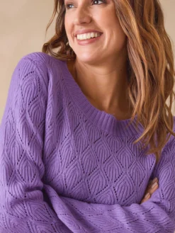 Pull maille fantaisie encolure ronde